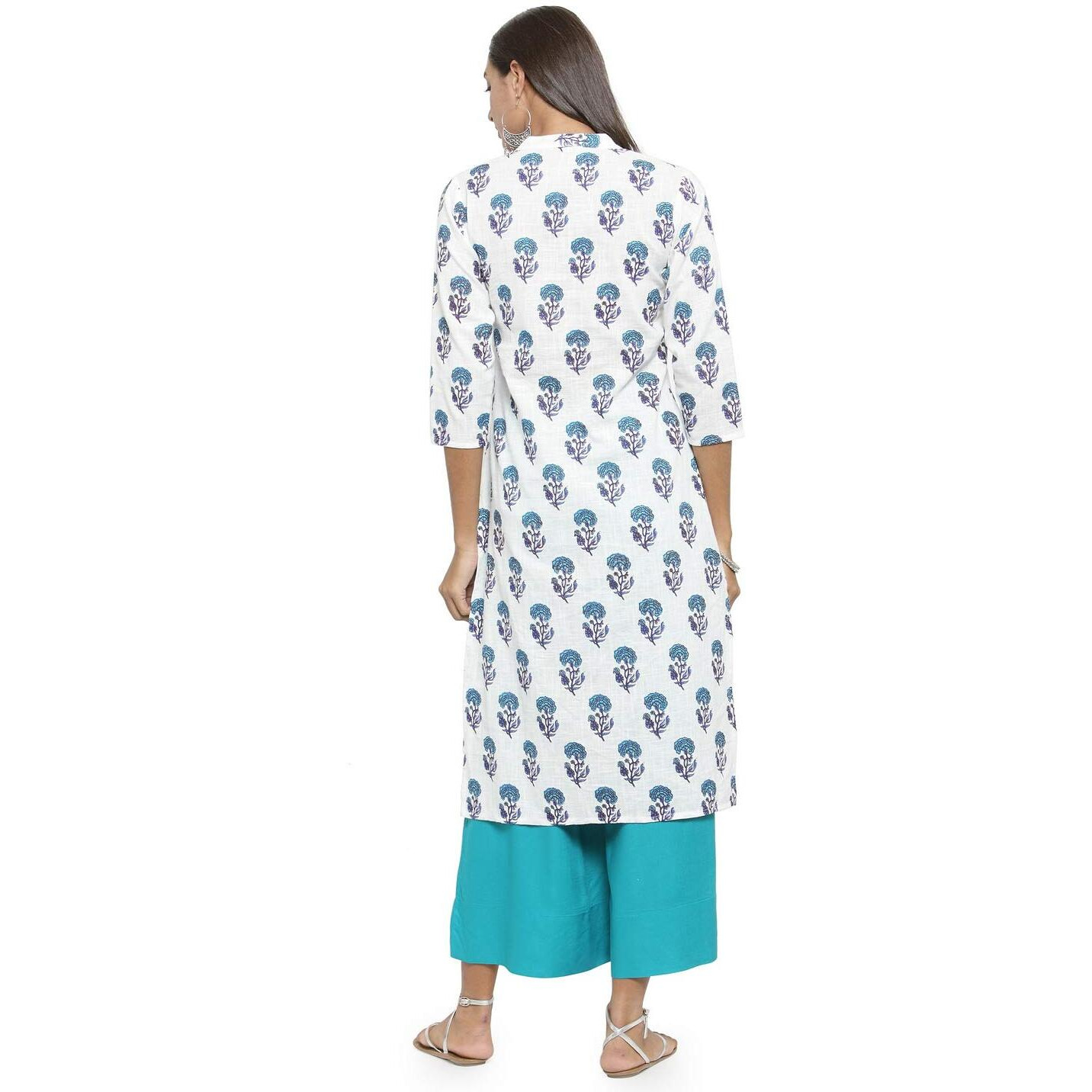 Gosriki Women's Cotton Kurta (Kur190037-Xl_X-Large_White)