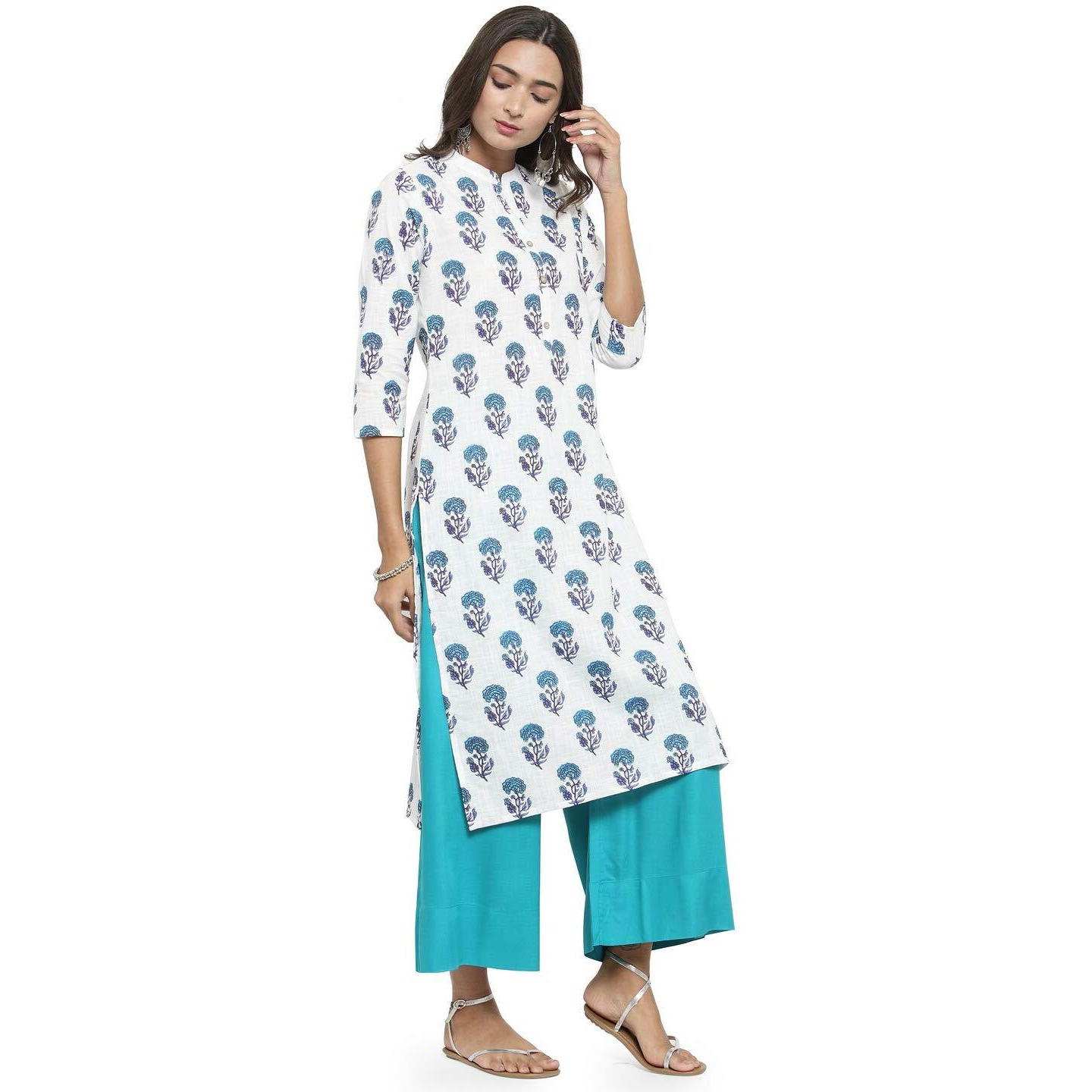 Gosriki Women's Cotton Kurta (Kur190037-Xl_X-Large_White)