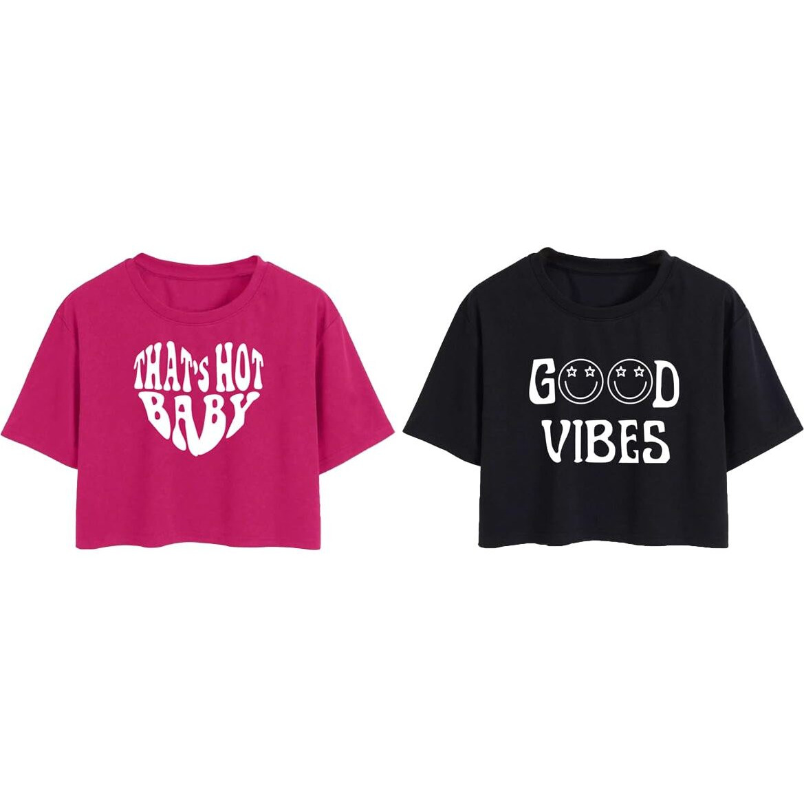 Toplot Tops For Women || Western Tops For Woman Stylish || Crop T-Shirt Western Pack Of 2 (Combo-Top-5258-Pnk-Blk-L)