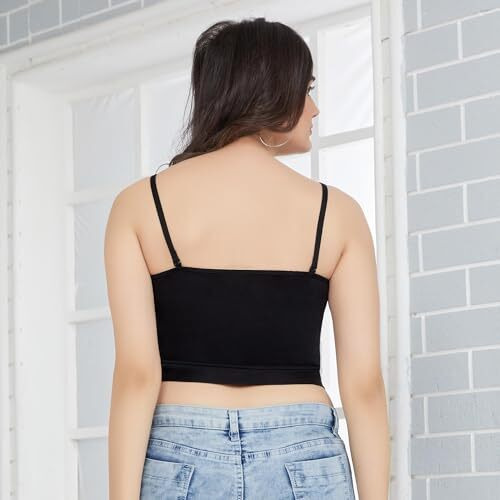 Trylo U-Cut Crop Top-Black-S