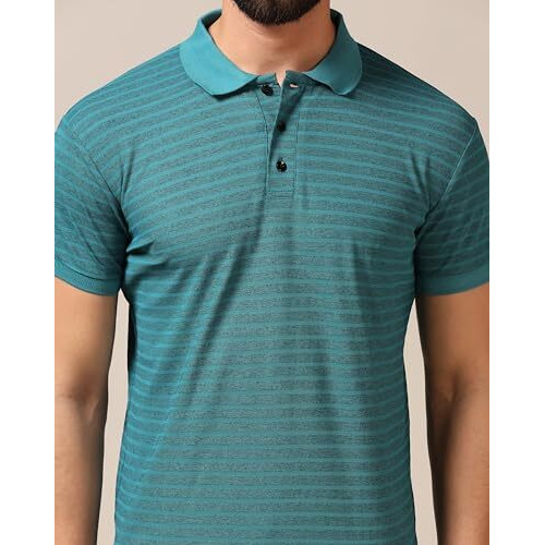 Toplot Men's Regular Fit Half Sleeve Casual Polo T-Shirt (Lining-Polo-5166-Rama-Xl)