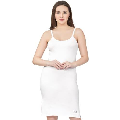 Trylo One Piece Gown Slip-White-M