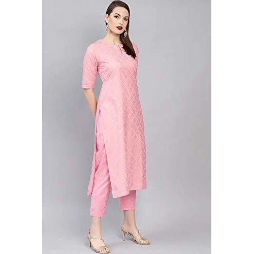 Gosriki Women's Cotton Kurta With Palazzo (Raju-Pink_Xxl-Go Xx-Large)