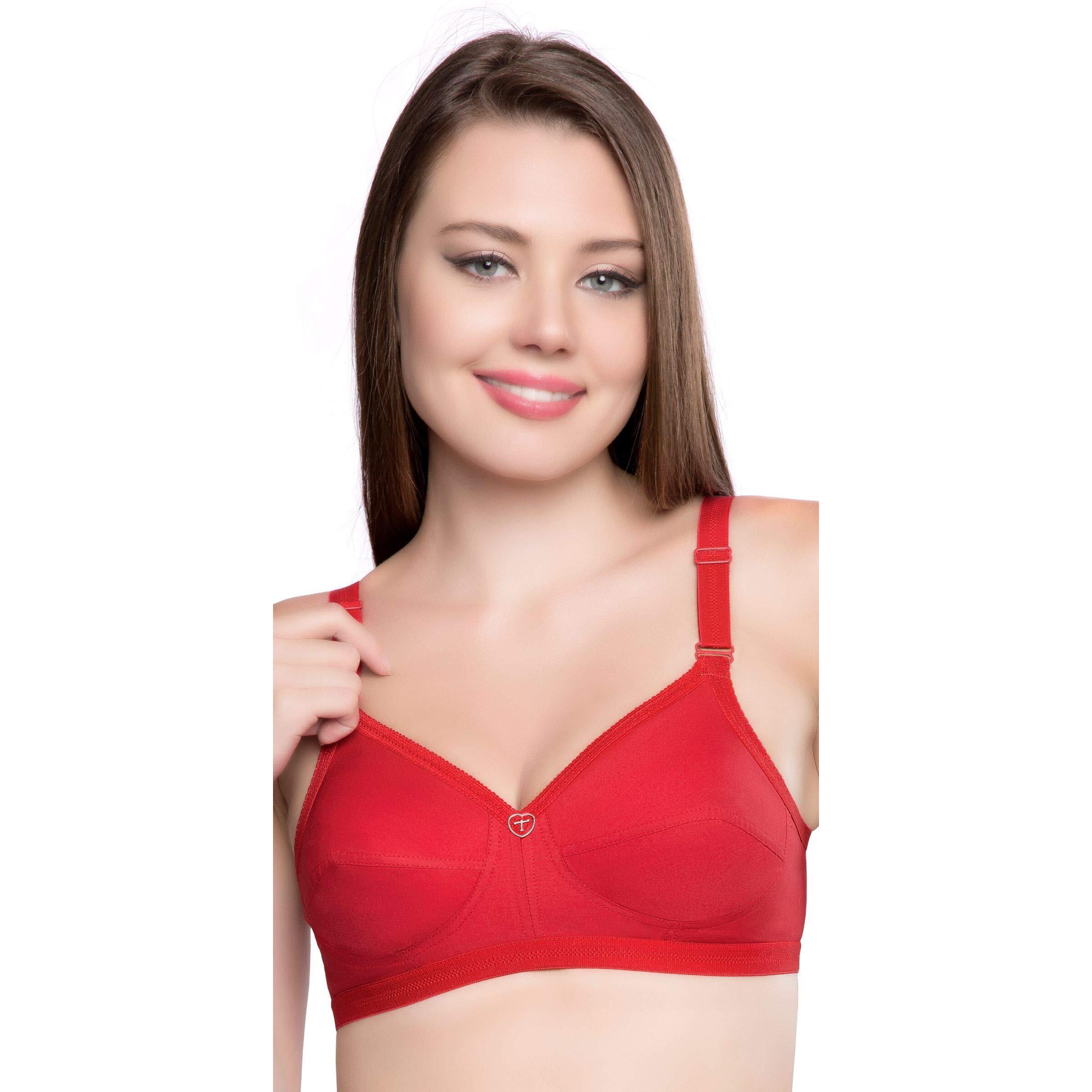 Trylo Women's Non-Wired Bra (Sarita_Red_32C)