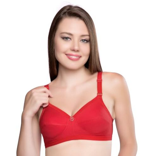 Trylo Women's Non-Wired Bra (Sarita_Red_32C)