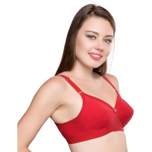 Trylo Women's Non-Wired Bra (Sarita_Red_32C)
