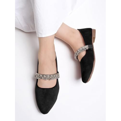 Shoetopia Girls Belly-Romeo Black Ballet Flat - 8 Uk (Girls-Belly-Romeo-Black)