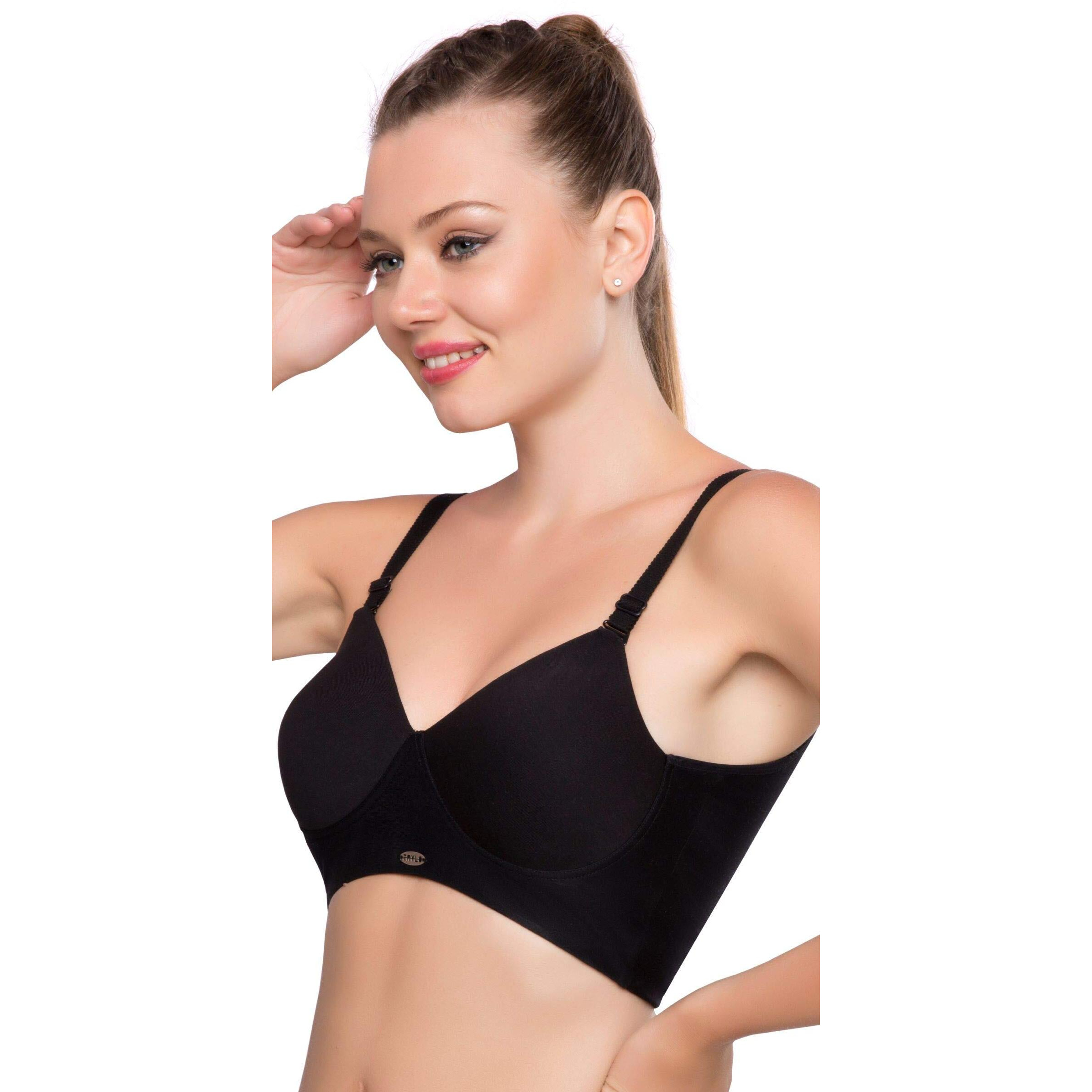 Trylo Women's Non-Wired Bra (Shapi_Black_32D)