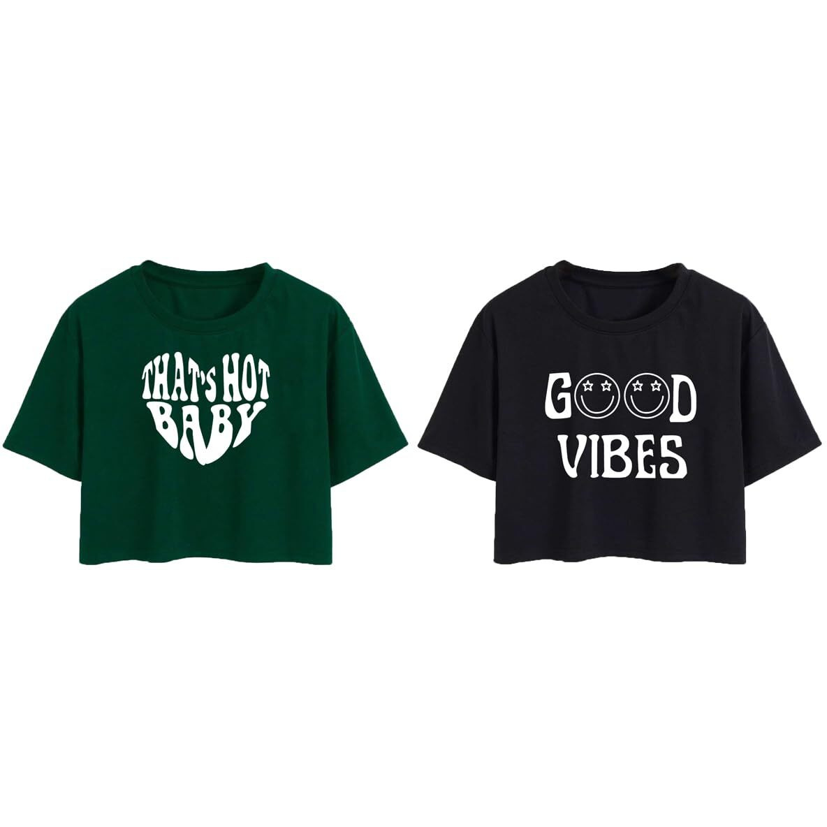 Toplot Tops For Women || Western Tops For Woman Stylish || Crop T-Shirt Western Pack Of 2 (Combo-Top-5258-Olv-Blk-Xl)