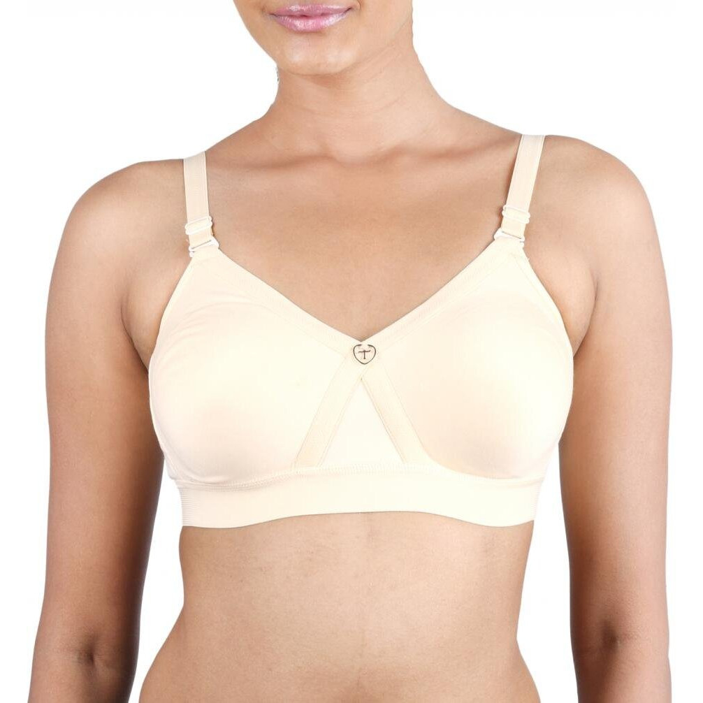 Trylo Women's Cotton Non-Wired Regular Bra (Alpa-134_Skin_44)