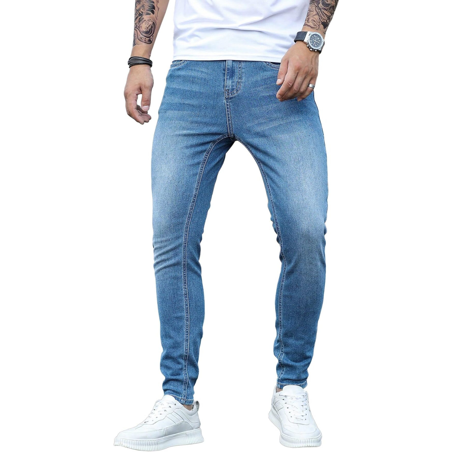 Toplot Skinny Fit Stretch Denim Jeans For Men (Men-Jeans-5158-Light Wash-40)