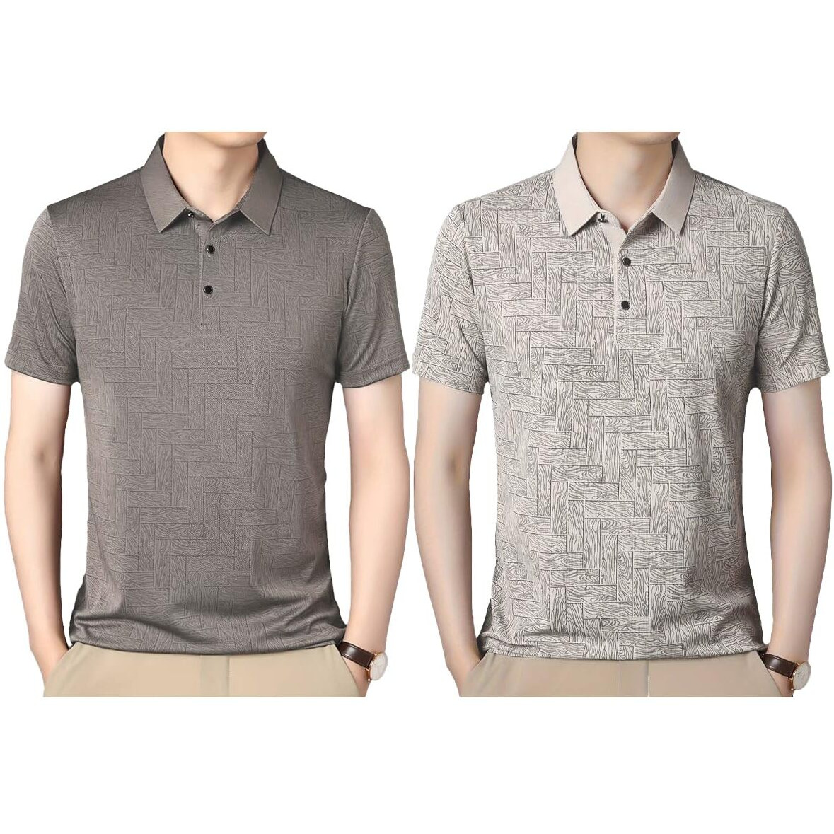 Toplot T Shirt For Men || Men Casual T-Shirt || Regular Fit || Printed Polo (Printed-Polo-5218-Brown-Grey-S)