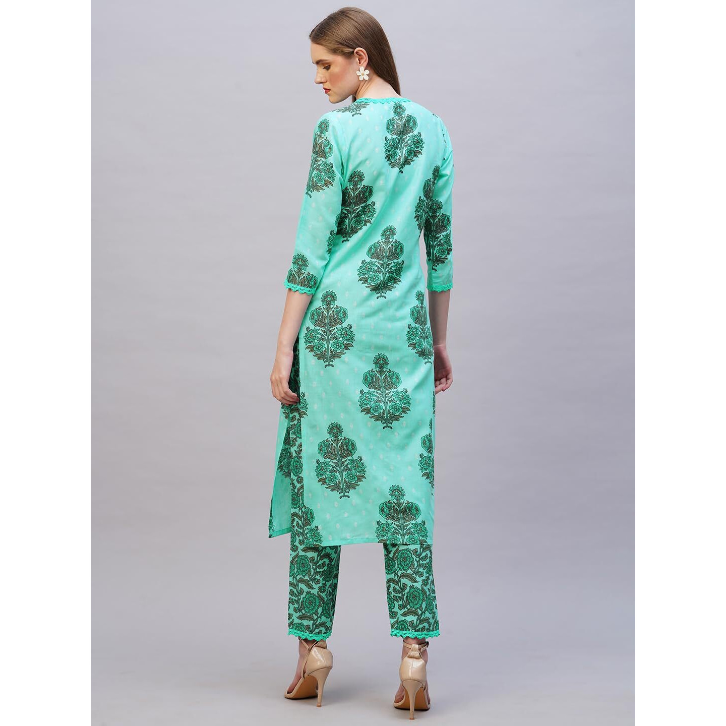 Gosriki Women's Rayon Blend Straight Printed Kurta With Pant (Cheer Green-Nw-Gs_Xxl_Green_Xx-Large)