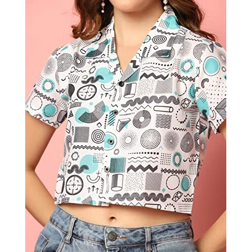 Toplot Women's Casual Printed Crop Shirt With Half Sleeve Pack Of 2 (Combo-5059-Rou-Rou-M)