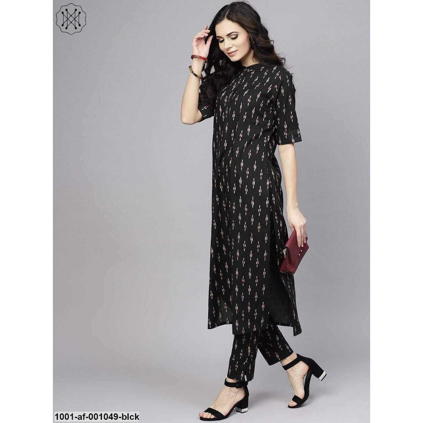 Gosriki Women's Cotton Straight Kurta (Kali Black_S