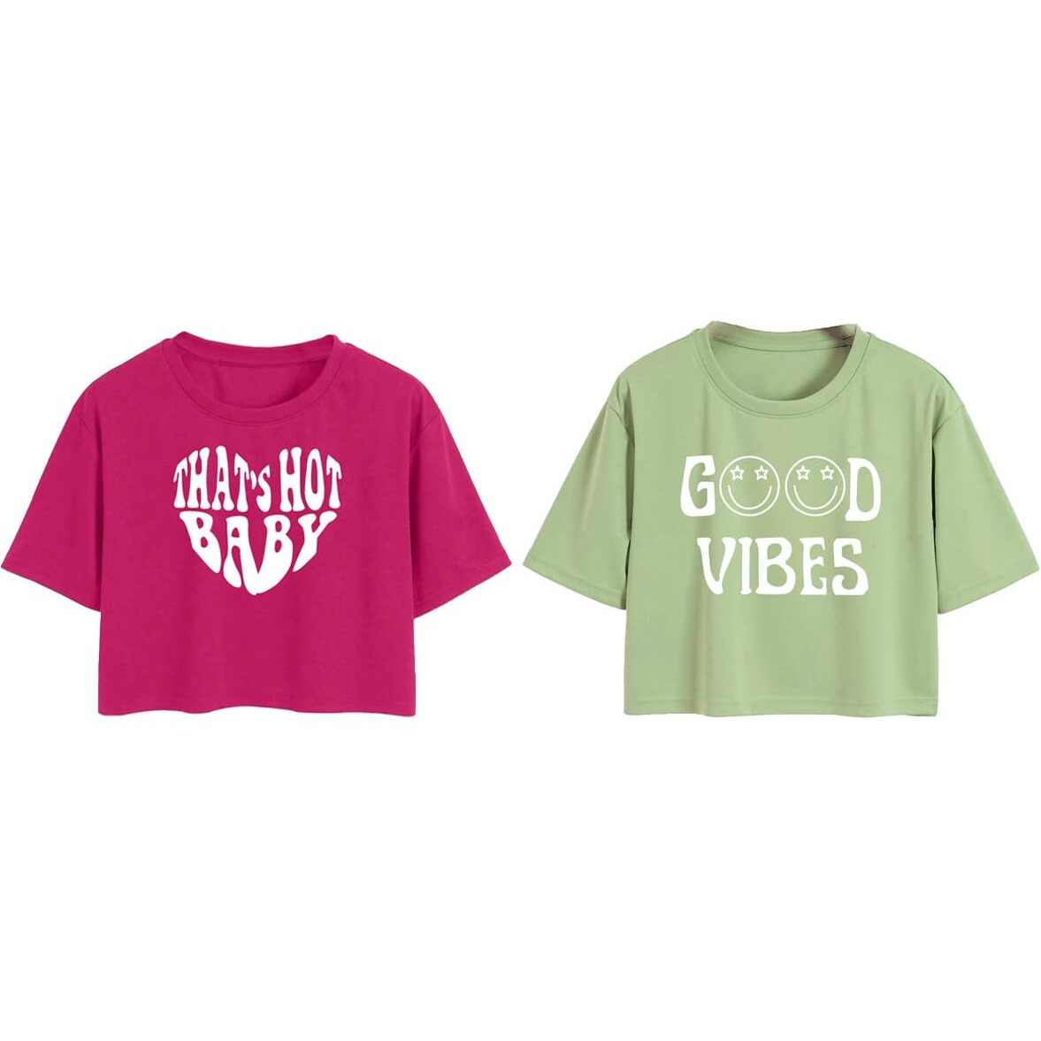 Toplot Tops For Women || Western Tops For Woman Stylish || Crop T-Shirt Western Pack Of 2 (Combo-Top-5258-Pnk-Pst-Xl)