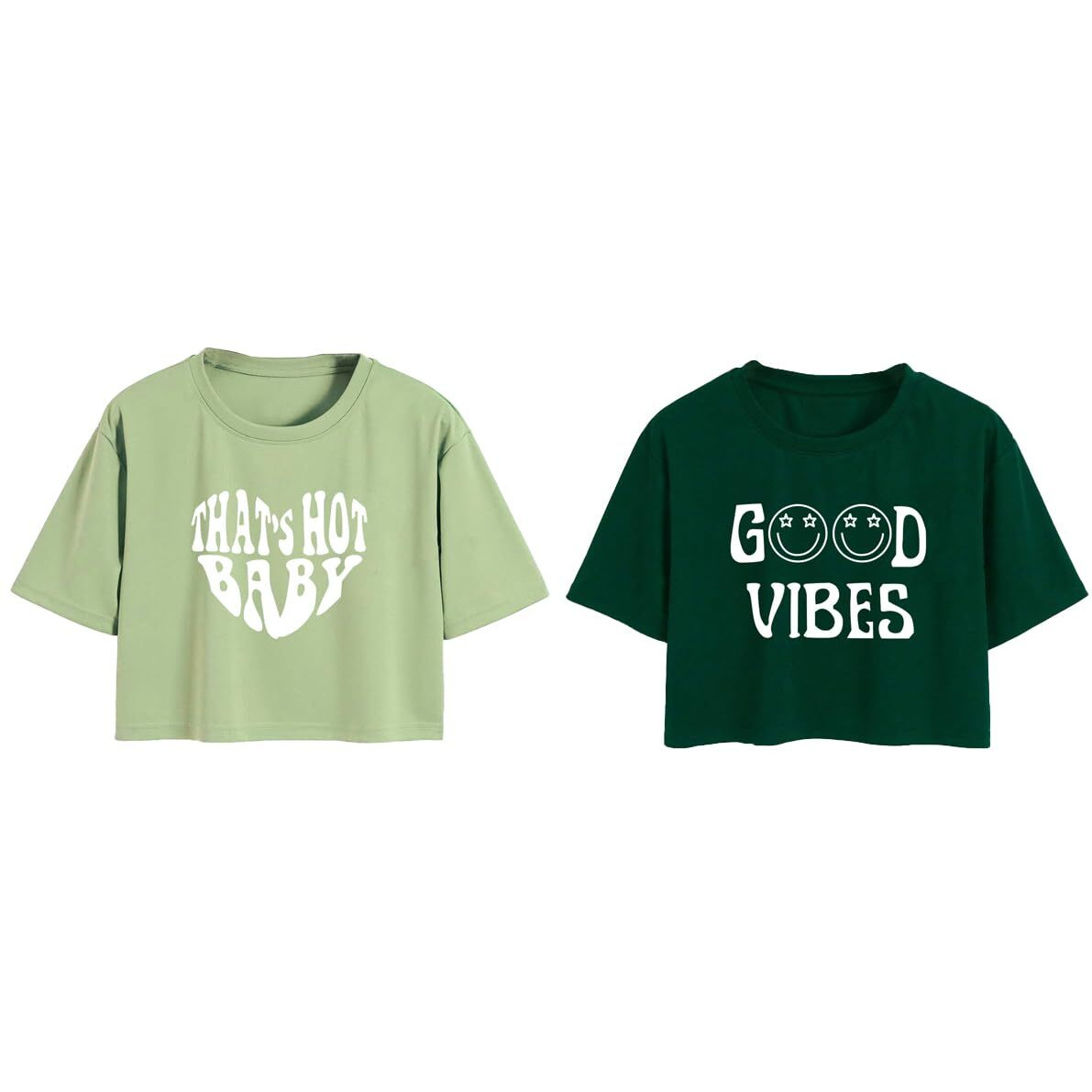 Toplot Tops For Women || Western Tops For Woman Stylish || Crop T-Shirt Western Pack Of 2 (Combo-Top-5258-Pst-Olv-Xl)