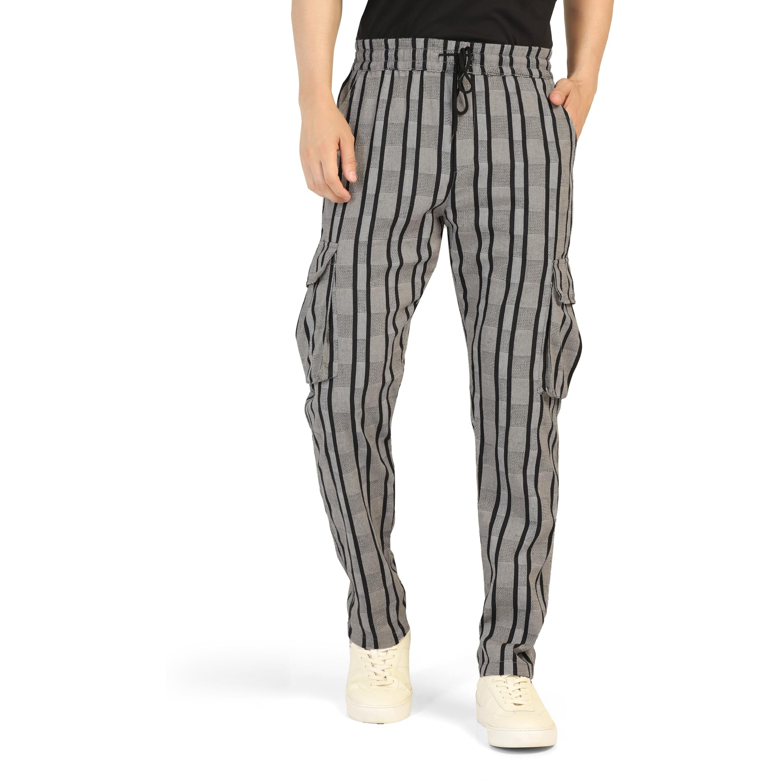 Toplot Men's Regular Casual Pants (Strip-Trouser-5206-Grey-30_Grey