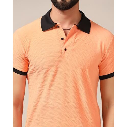 Toplot Men's Regular Fit Polo T-Shirt (Sqaure-Polo-5180-Orange-Xl)