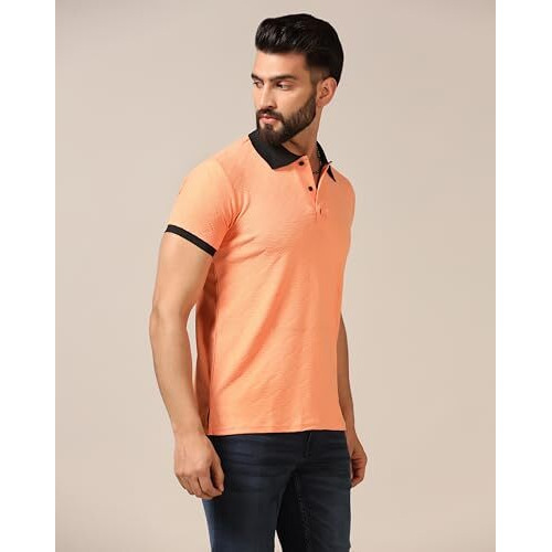 Toplot Men's Regular Fit Polo T-Shirt (Sqaure-Polo-5180-Orange-Xl)