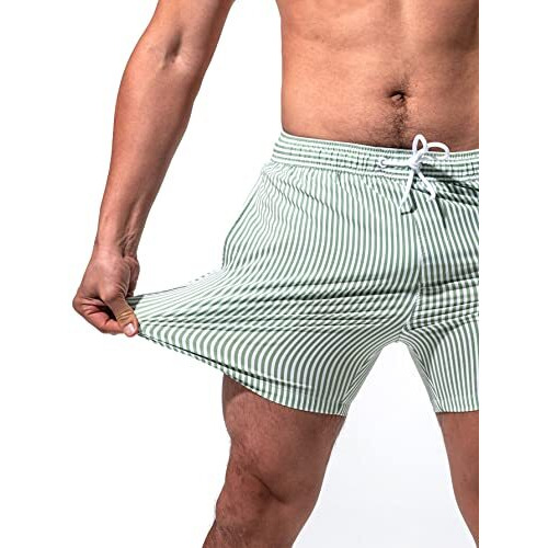 Toplot Regular Fit Stripe Printed Boxer Shorts For Men (Lining-Shorts-5129-Green-Xl)