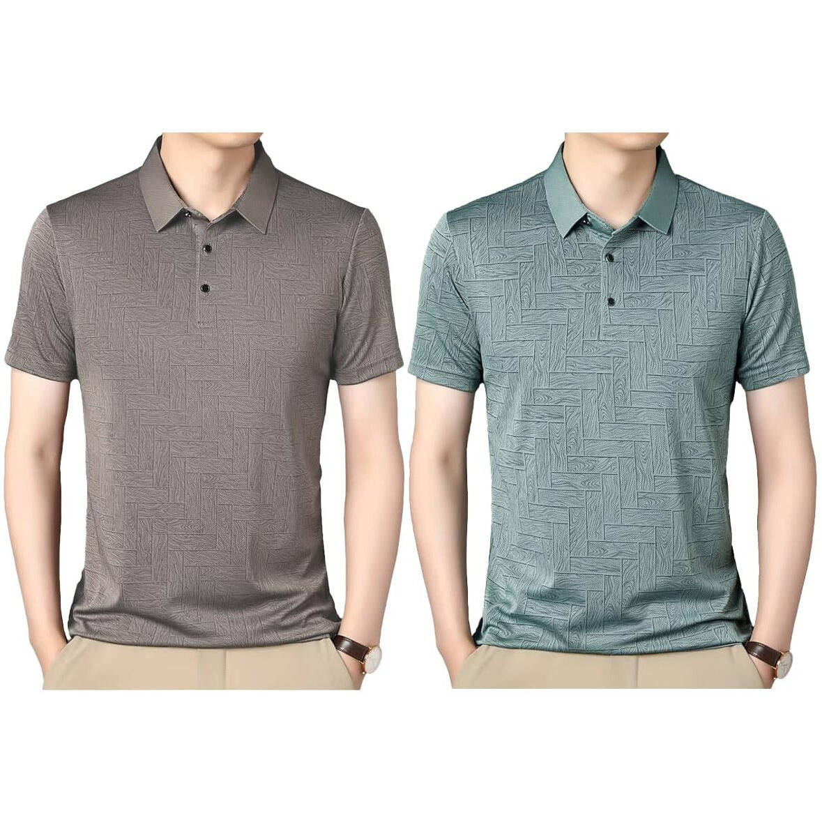 Toplot T Shirt For Men || Men Casual T-Shirt || Regular Fit || Printed Polo (Printed-Polo-5218-Brown-Green-M)