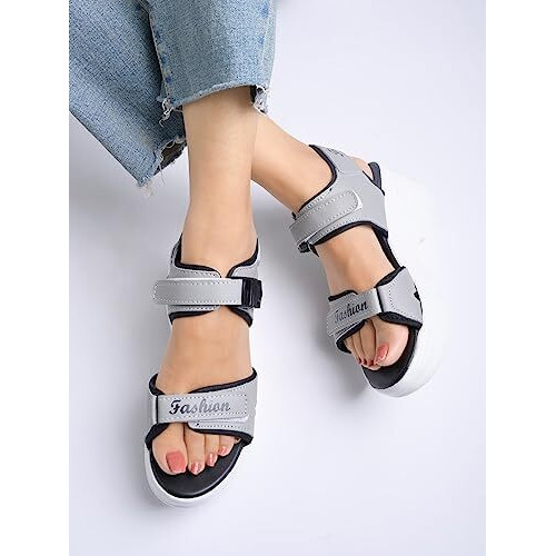 Shoetopia Girls Live Grey Sandal - 4 Uk (Girls-Live-Grey)