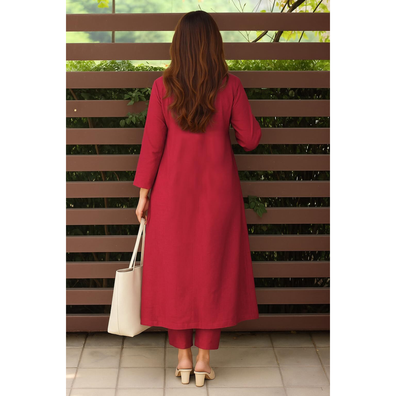 Gosriki Women's Rayon Viscose Solid A-Line Kurta With Pant (Anvi Red-Gs_3Xl_Red_Xxx-Large)