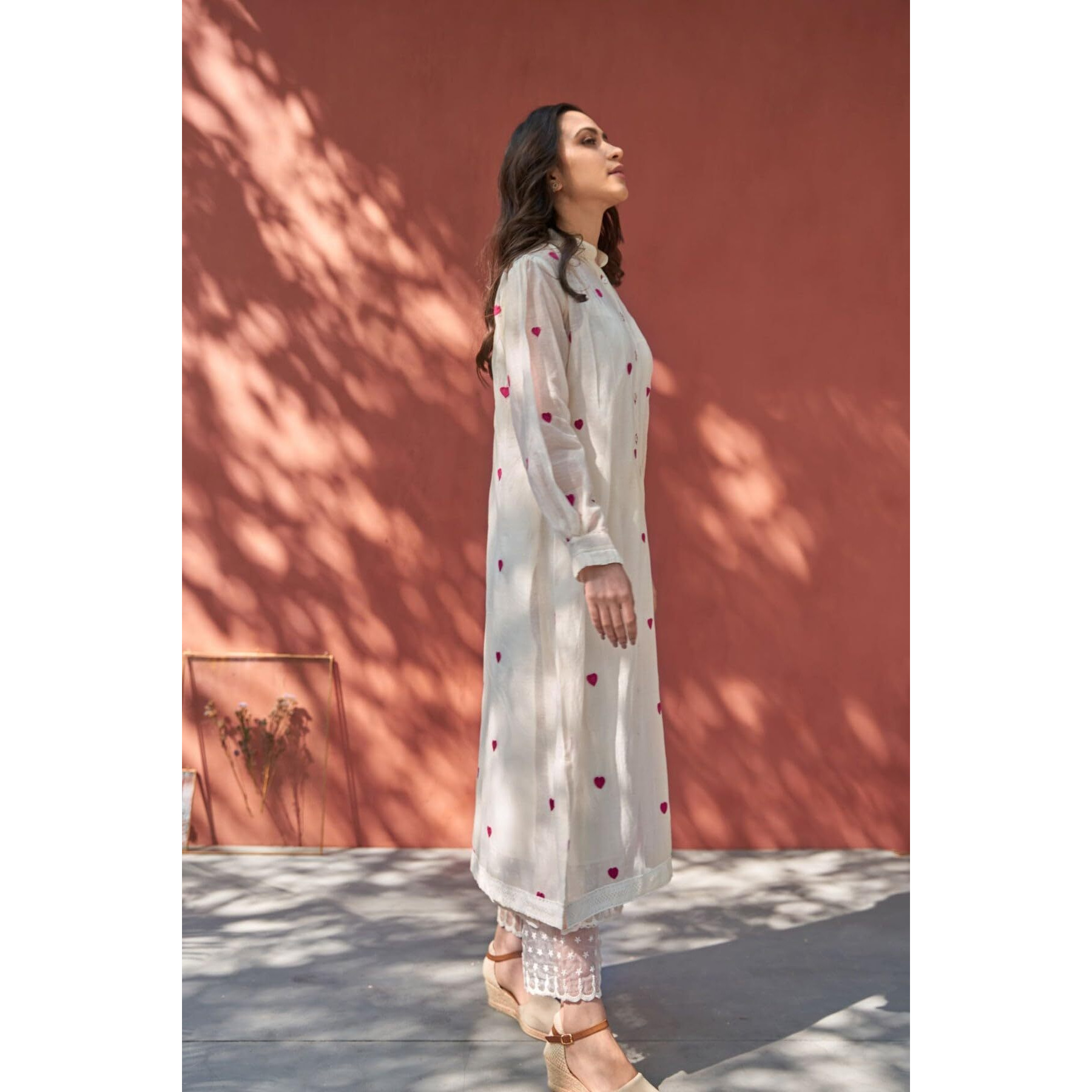 Gosriki Women's Rayon Viscose Embroidered A-Line Kurta With Pant (Dhanyasri Cream-Gs_M_Cream_Medium)