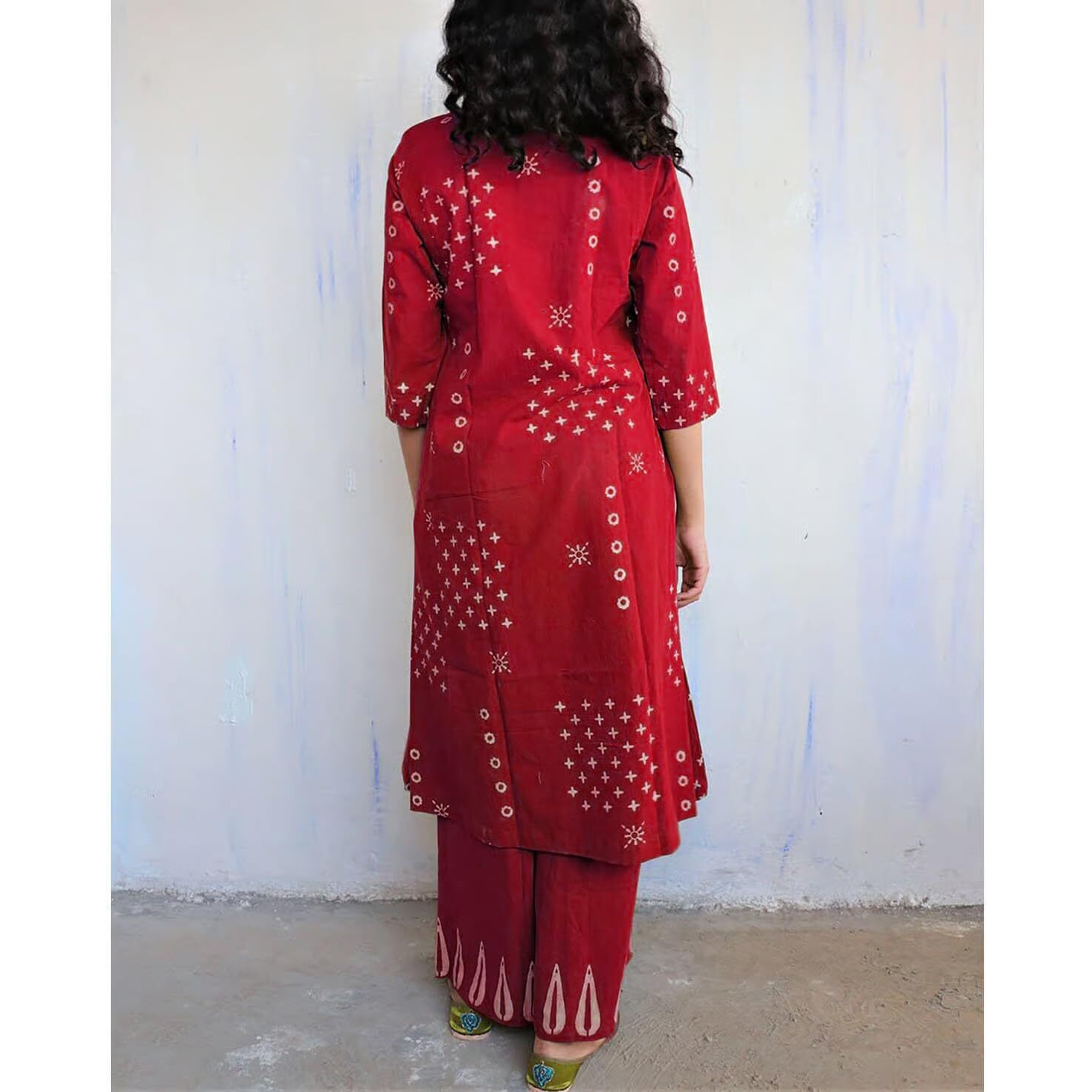 Gosriki Women's Rayon Viscose A-Line Printed Kurta With Palazzo (Chaurya Red-Gs_Xxl_Red_Xx-Large)