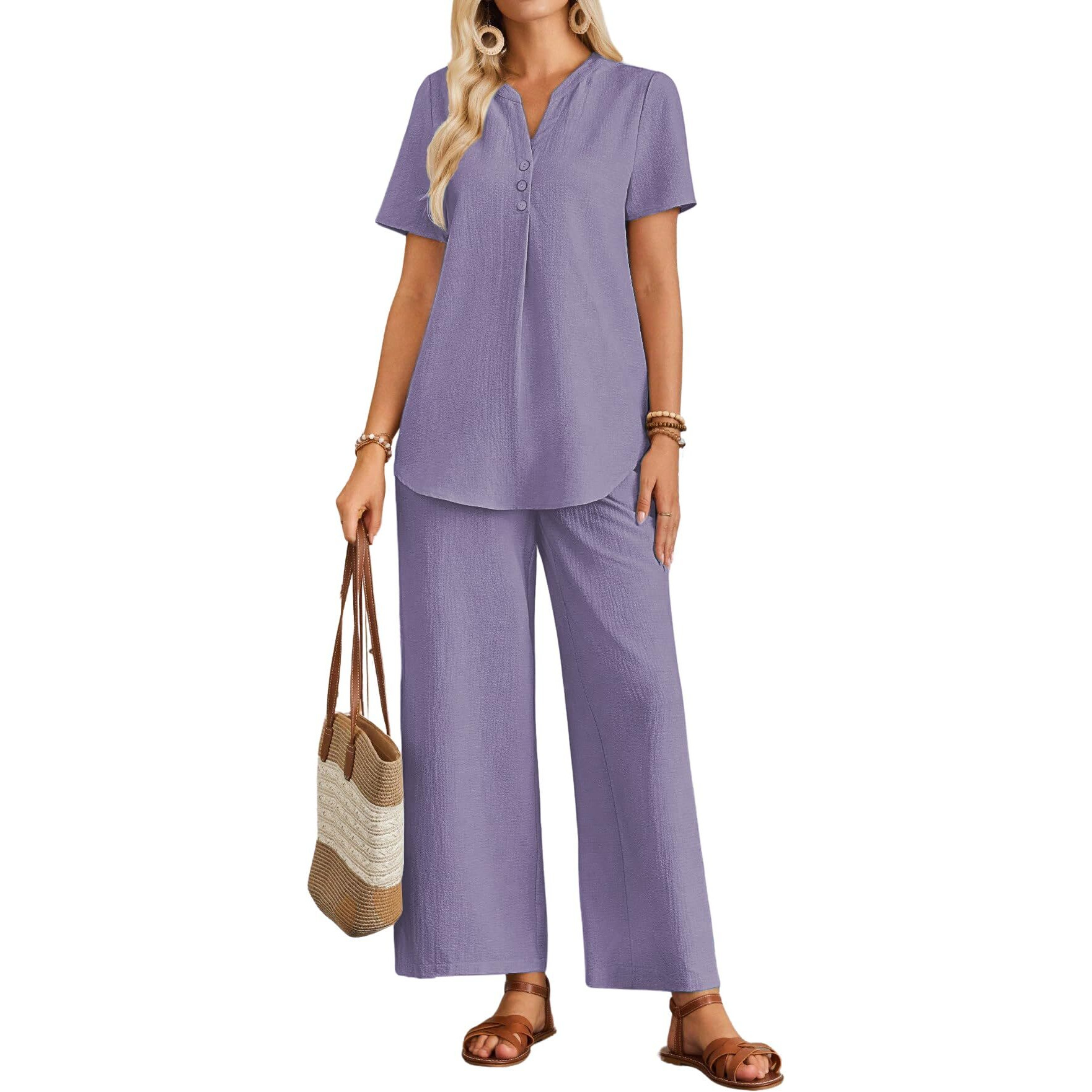 Toplot Casual Wear Pant Top Set || Fancy Co-Ord Set ||Coord Sets For Women (Pop-Coord-5250-Purple-M)