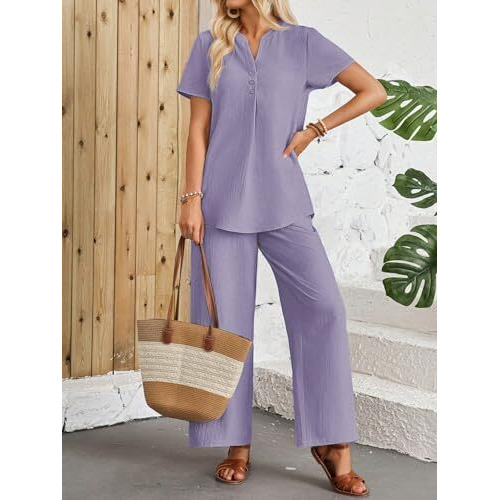 Toplot Casual Wear Pant Top Set || Fancy Co-Ord Set ||Coord Sets For Women (Pop-Coord-5250-Purple-M)