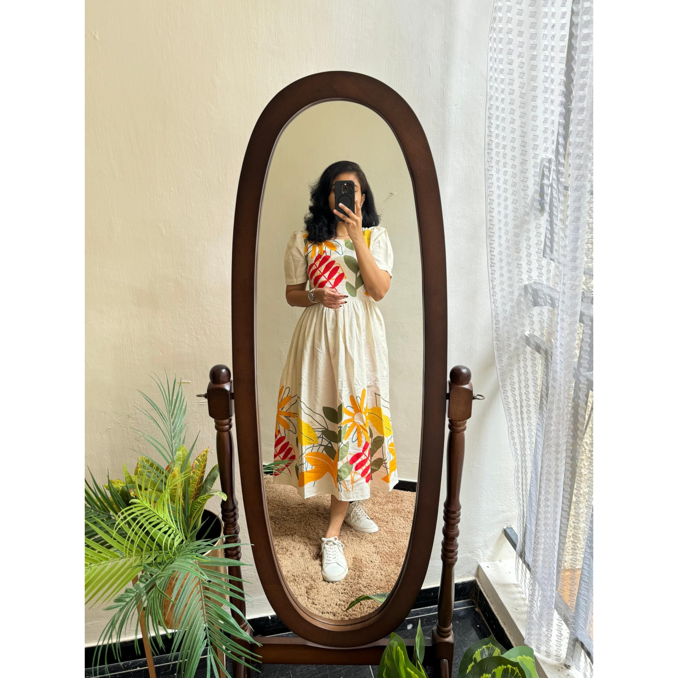 Gosriki Women's Rayon Anarkali Printed Kurta (Oyshe Cream-Gs_M_Cream_Medium)