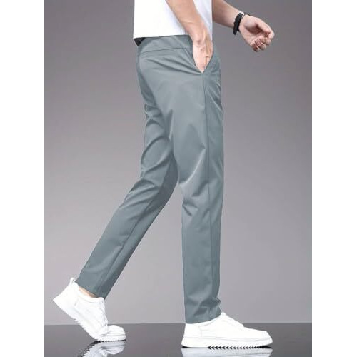 Toplot Men's Stylish Slim-Fit Casual Trousers (Casual-Trouser-5226-Silver-30)