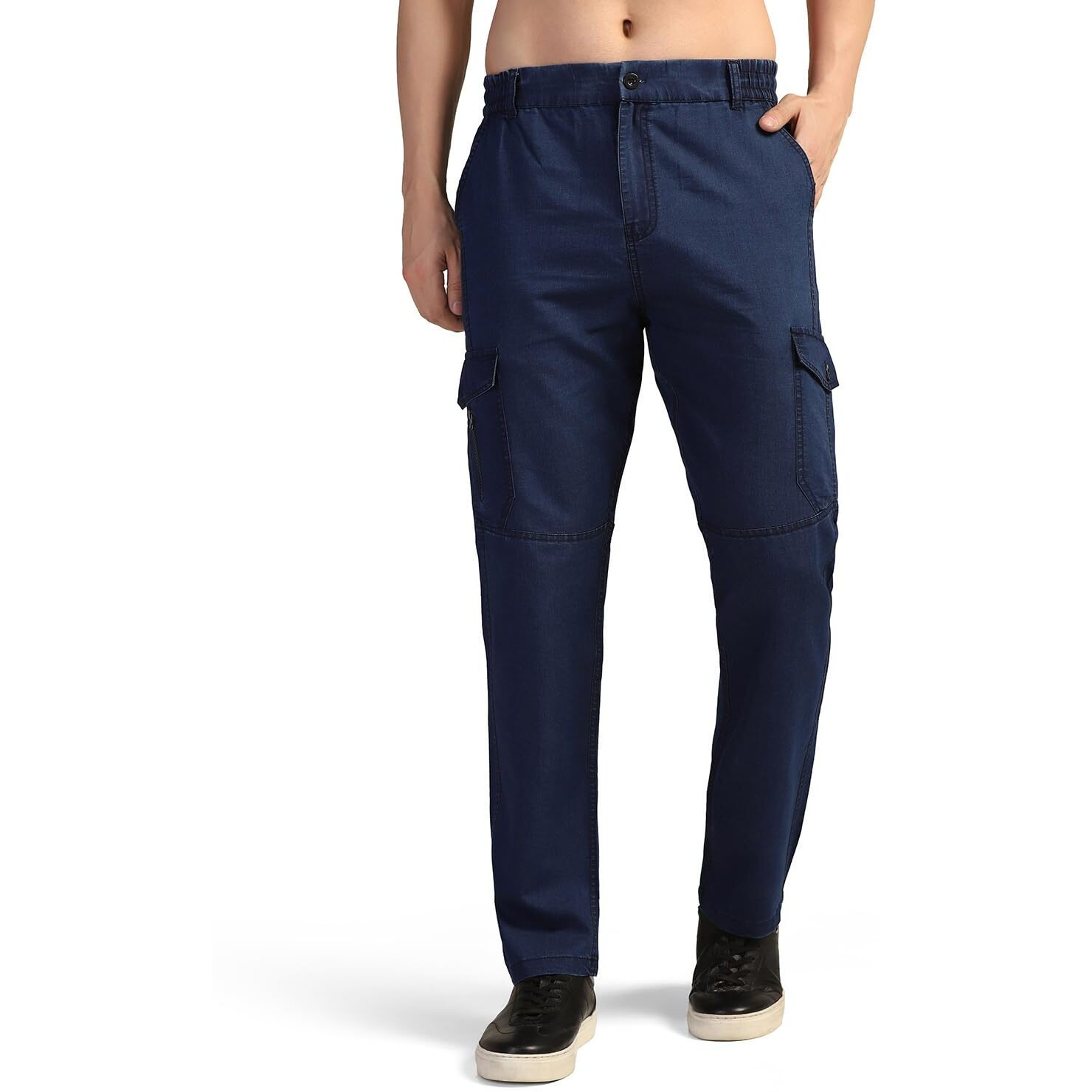 Toplot Men's Regular Fit Causal Trouser || Pant For Men || Trouser For Men || Jeans For Man (Cargo-Jeans-5259-Drak Blue-34)