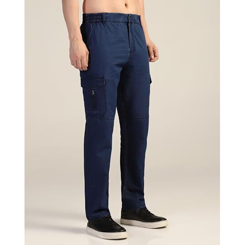 Toplot Men's Regular Fit Causal Trouser || Pant For Men || Trouser For Men || Jeans For Man (Cargo-Jeans-5259-Drak Blue-34)
