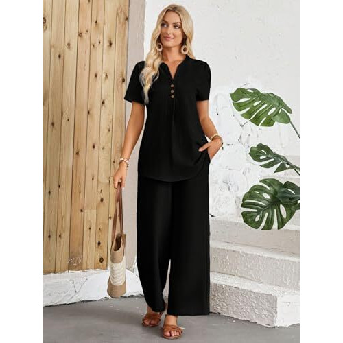 Toplot Casual Wear Pant Top Set || Fancy Co-Ord Set ||Coord Sets For Women (Pop-Coord-5250-Black-L)