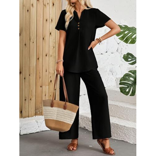 Toplot Casual Wear Pant Top Set || Fancy Co-Ord Set ||Coord Sets For Women (Pop-Coord-5250-Black-L)