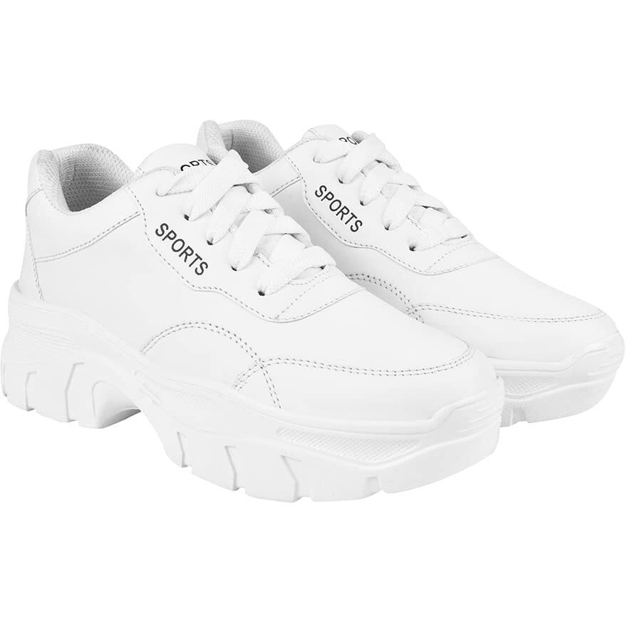 Shoetopia Girls Sporty White Casual Shoe - 3 Uk (Girls-Sporty-White)