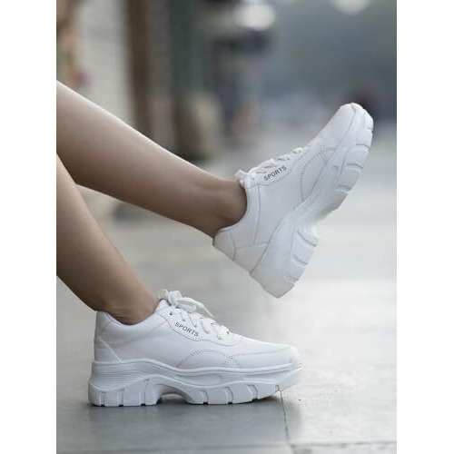 Shoetopia Girls Sporty White Casual Shoe - 3 Uk (Girls-Sporty-White)