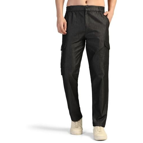 Toplot Men's Regular Fit Causal Trouser || Pant For Men || Trouser For Men || Jeans For Man (Cargo-Jeans-5259-Black-34)