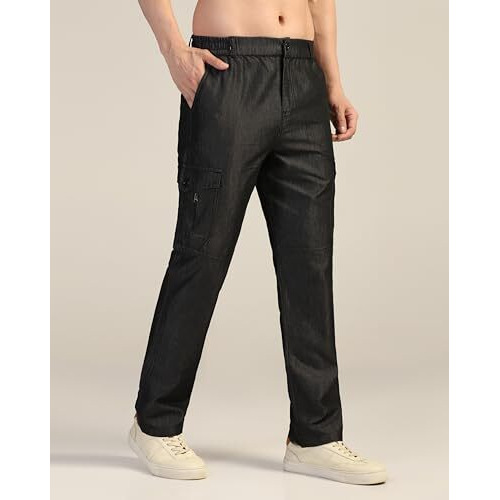 Toplot Men's Regular Fit Causal Trouser || Pant For Men || Trouser For Men || Jeans For Man (Cargo-Jeans-5259-Black-34)
