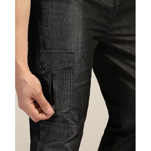 Toplot Men's Regular Fit Causal Trouser || Pant For Men || Trouser For Men || Jeans For Man (Cargo-Jeans-5259-Black-34)