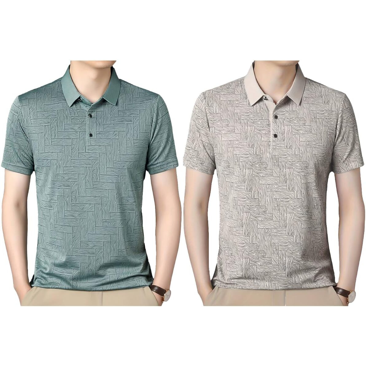 Toplot T Shirt For Men || Men Casual T-Shirt || Regular Fit || Printed Polo (Printed-Polo-5218-Green-Grey-Xl)