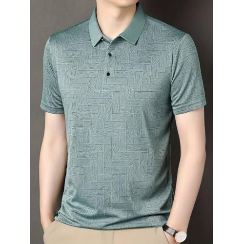 Toplot T Shirt For Men || Men Casual T-Shirt || Regular Fit || Printed Polo (Printed-Polo-5218-Green-Grey-Xl)
