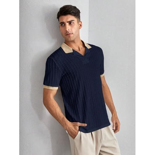 Toplot Polo T Shirt For Men || Men Casual T-Shirt || Polo For Man || Jacquard || Contrast Collar And Cuff || Value Pack (V-Jqrd-Solid-Polo-5245-Navy-White-Xxl)
