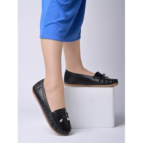 Shoetopia Girls Comfort Black Ballet Flat - 7 Uk (Girls-Comfort-Black)