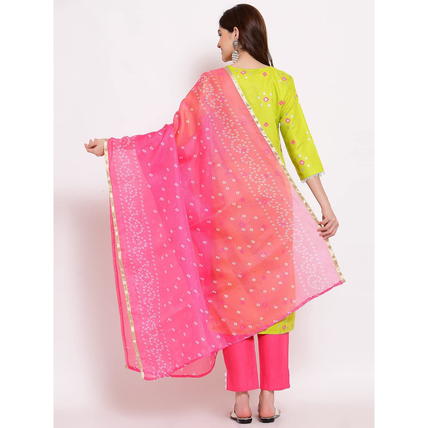 Gosriki Women's Cotton Straight Kurta With Pant & Dupatta (Kptd-Cot-10022-Light Green_S-Go_Light Green_Small)
