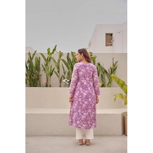 Gosriki Women's Rayon Blend Anarkali Embroidered Kurta (Rupini Purple-Gs_Xxl_Purple_Xx-Large)