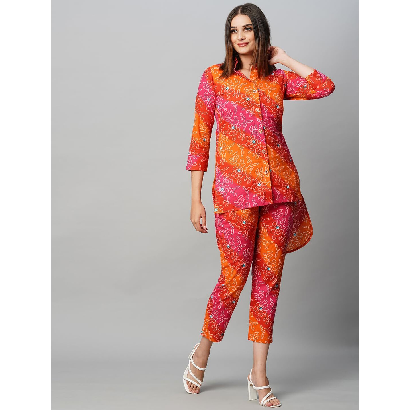 Gosriki Women's Cotton Blend Straight Floral Printed Co-Ord Set (Soof Pink-Gs_Xl_Pink_X-Large)